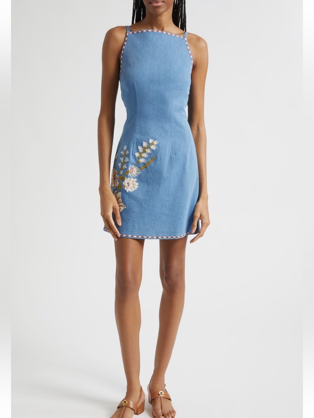 NEW Veronica Beard Chester Floral Embroidered Minidress in Sea Glare - Picture 2 of 13